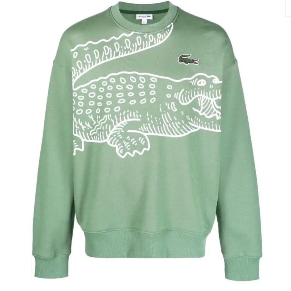 NWOT Lacoste Men’s Round Neck Loose Fit Croc Print Jogger Sweatshirt Size M - Picture 12 of 13